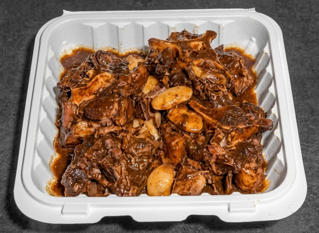 Slow-cooked Jamaican oxtail with rice and peas at Twin Dem Kitchen Southdale London