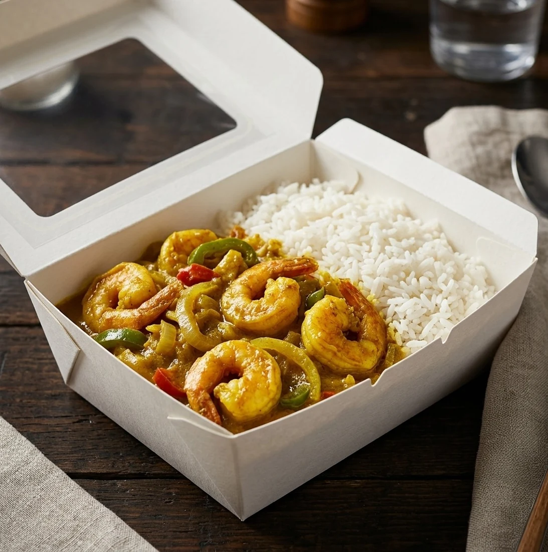 Curry shrimp at Twin Dem Kitchen Jamaican restaurant London Ontario
